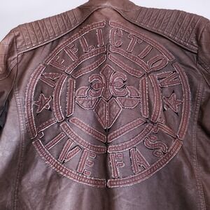 Affliction "Black Premium" Moto Jacket Mens Medium Brown Live Fast